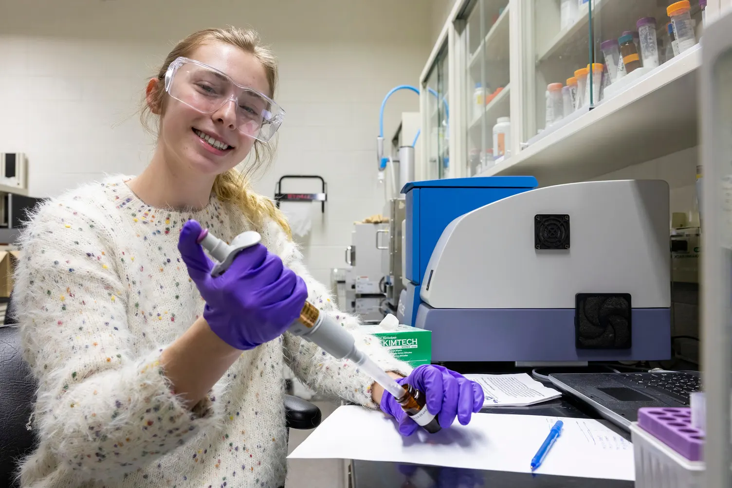 Female student taking part undergraduate science internship